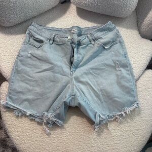 Plus Size 20 Ava & Viv Blue Jean Shorts Distressed Frayed Hem
